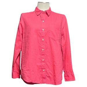 Gap Linen Long Sleeve Button Up Shirt Pink Medium